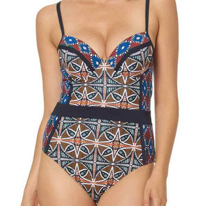 NWT! Bleu Rod Beattie Multi Color Printed Underwire One Piece Swimsuit NEW!